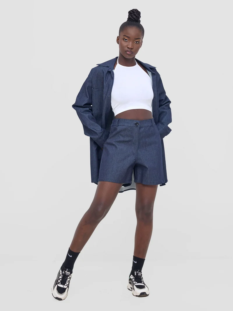 Zoya Nia Oversized Denim Shirt - Black