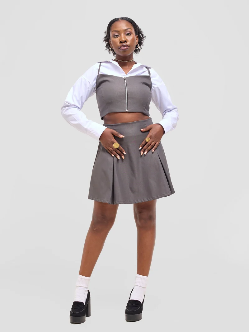 Zoya Kyro Pleated Mini Skirt - Grey