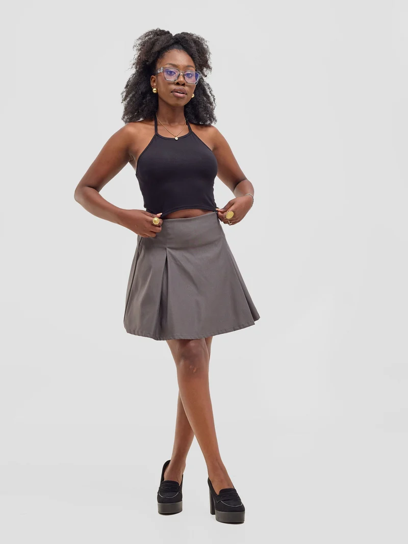 Zoya Kyro Pleated Mini Skirt - Grey