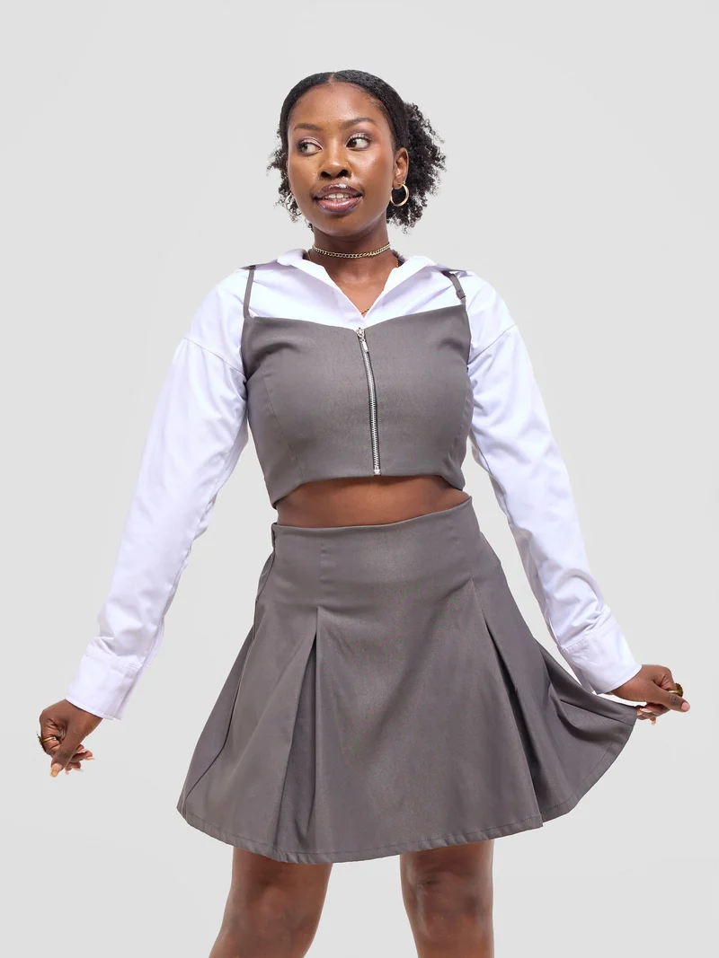 Zoya Kyro Pleated Mini Skirt - Grey