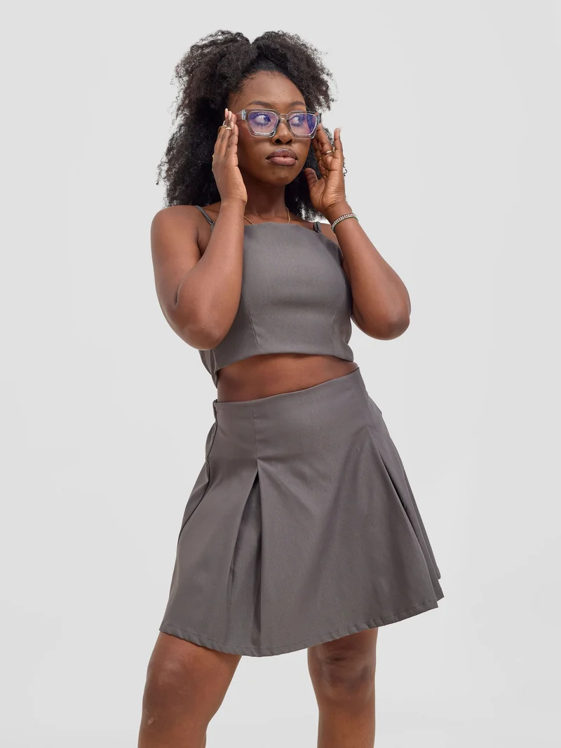 Zoya Kyro Pleated Mini Skirt - Grey
