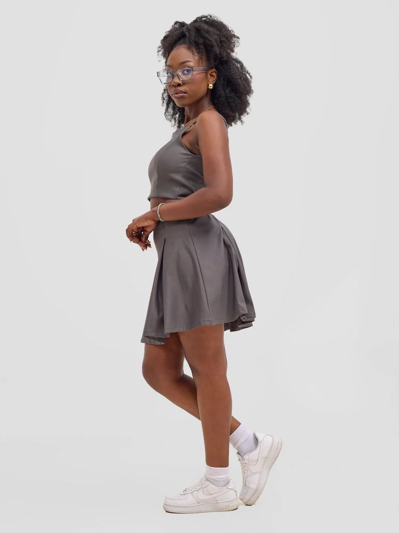 Zoya Kyro Pleated Mini Skirt - Grey