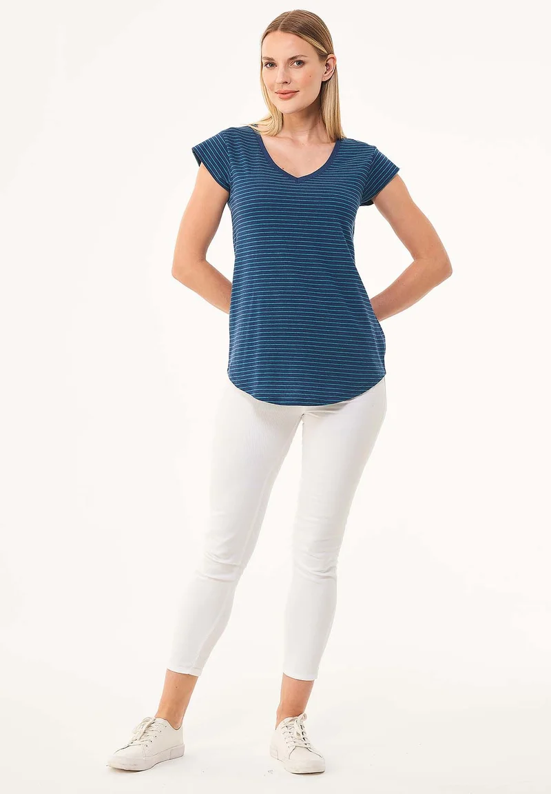 Gestreiftes T-Shirt aus Bio-Baumwolle und Leinen