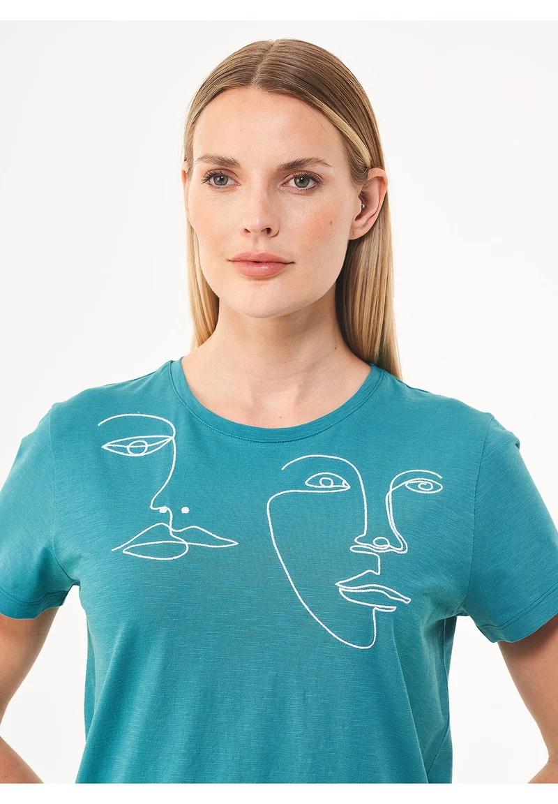 T-Shirt aus Bio-Baumwolle mit Stickerei