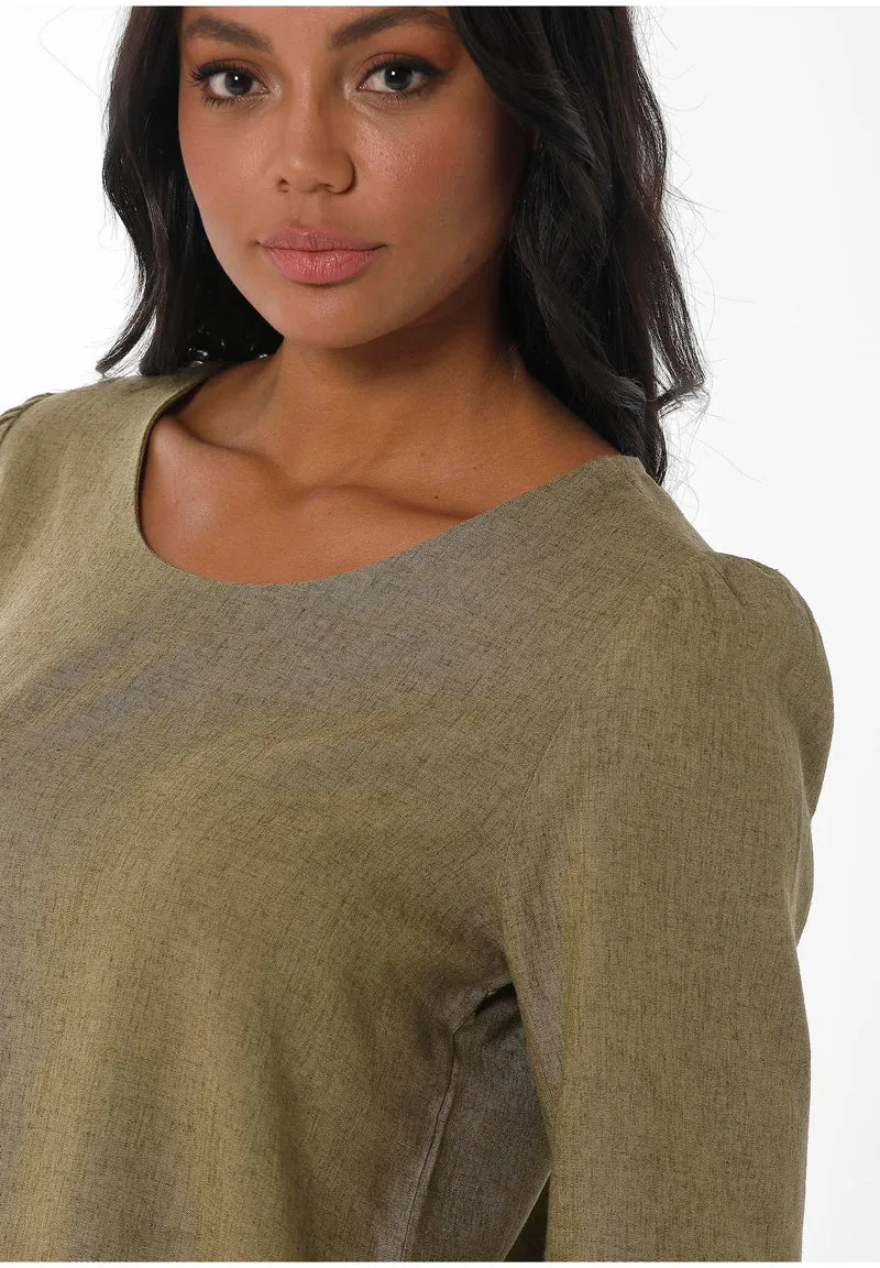 3/4-Arm Bluse aus LENZING™ ECOVERO™ und Leinen