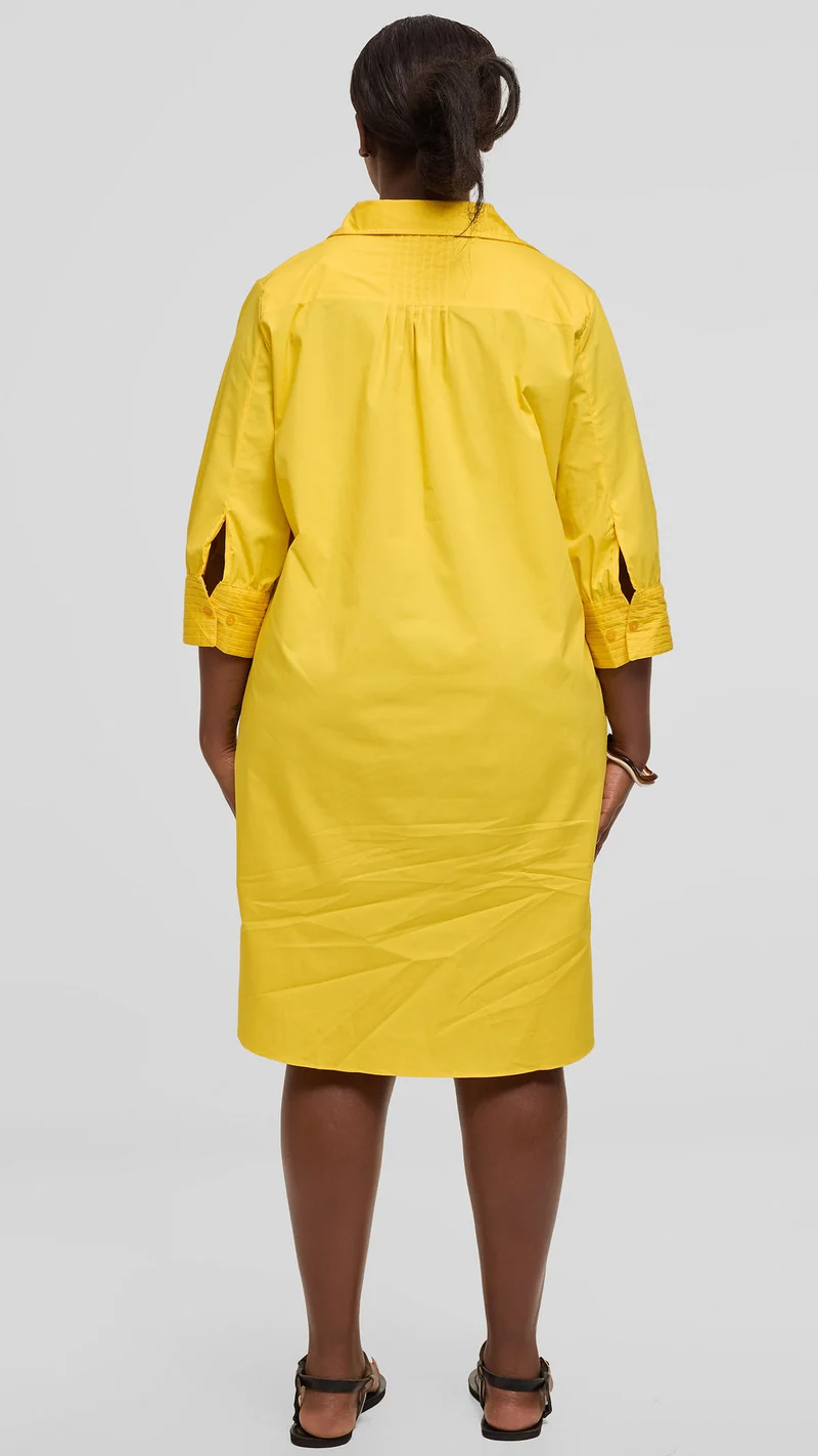 Safari by Vivo Pintuck Shirt Dress in Cotton - Yellow
