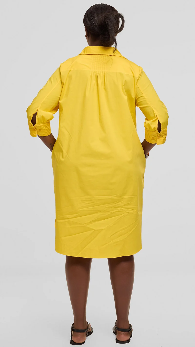 Safari by Vivo Pintuck Shirt Dress in Cotton - Yellow