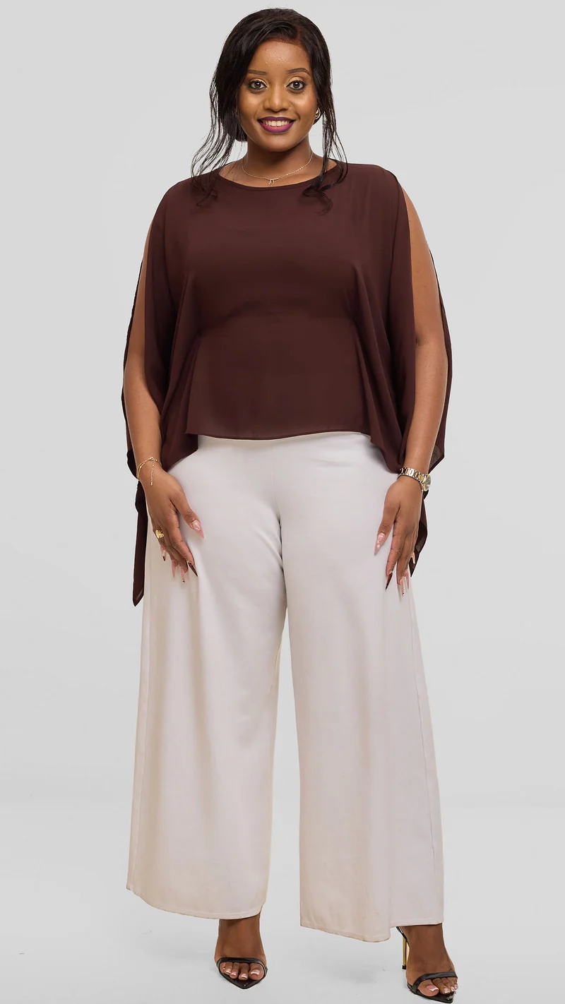 Vivo Wide Top in Chiffon - Chocolate