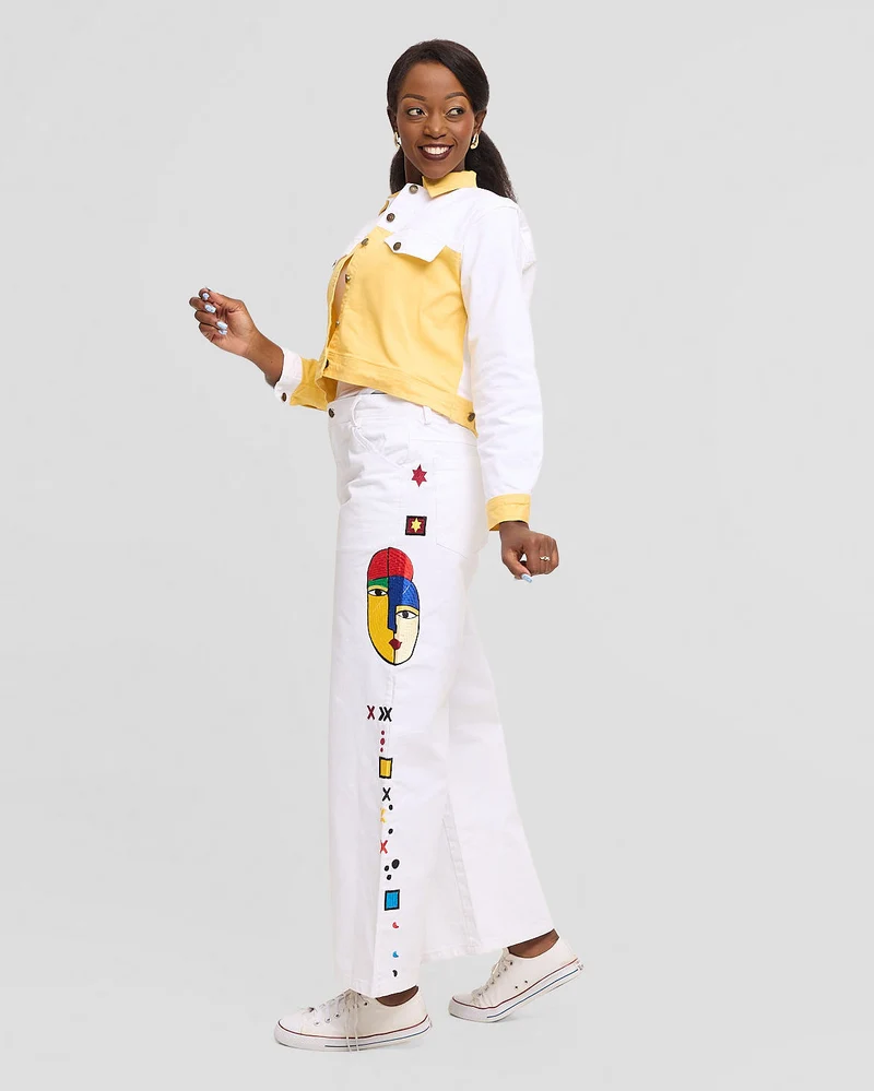 Loresho Jean Set - White / Yellow