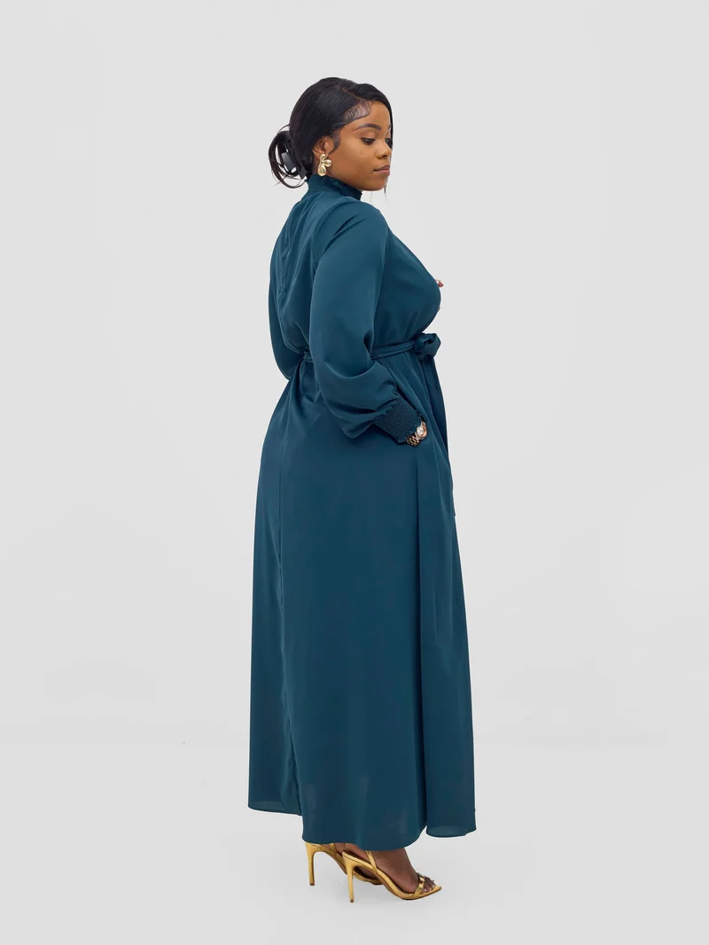 Vivo Ayah Shirred Neck Tent Maxi Dress - Dark Teal