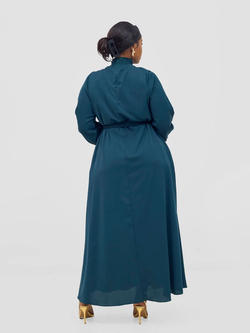 Vivo Ayah Shirred Neck Tent Maxi Dress - Dark Teal