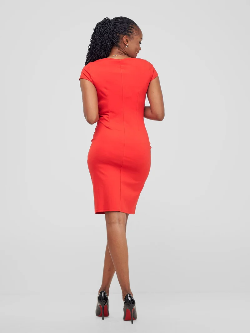 Vivo Tande Boat Neck Dress - Orange