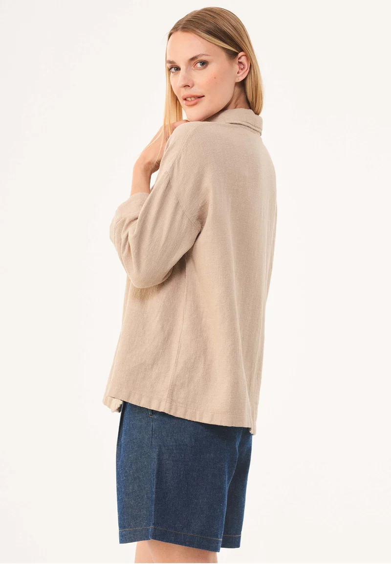 Hemdbluse aus Leinen-Bio Baumwolle Mix mit LENZING™ ECOVERO™