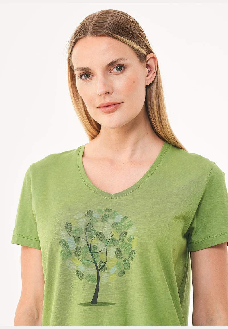T-Shirt aus Bio-Baumwolle mit Baum-Print