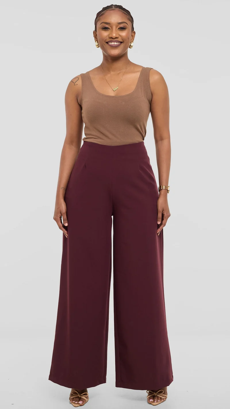 Vivo Tatili Wide Leg Pants in Heavy Crepe - Mulberry