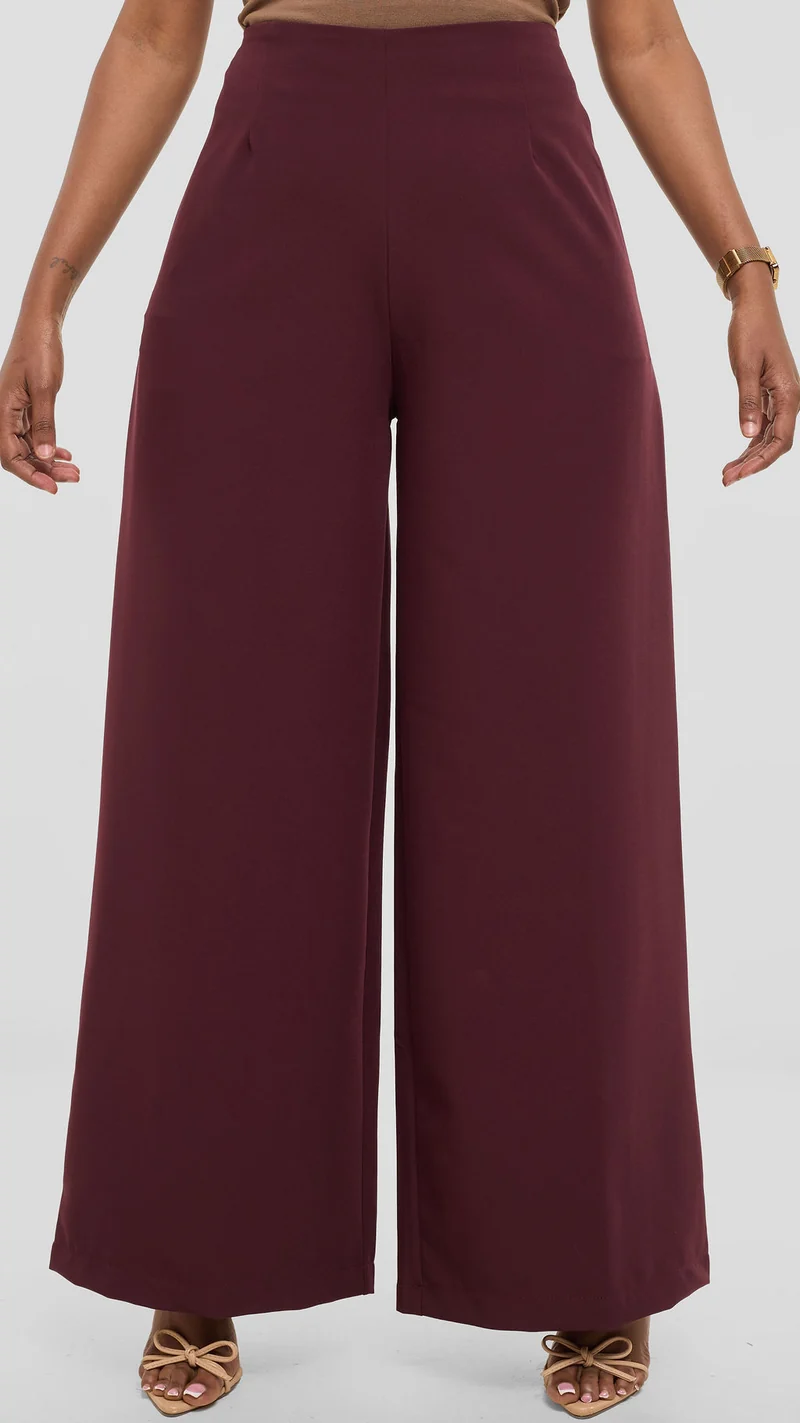 Vivo Tatili Wide Leg Pants in Heavy Crepe - Mulberry