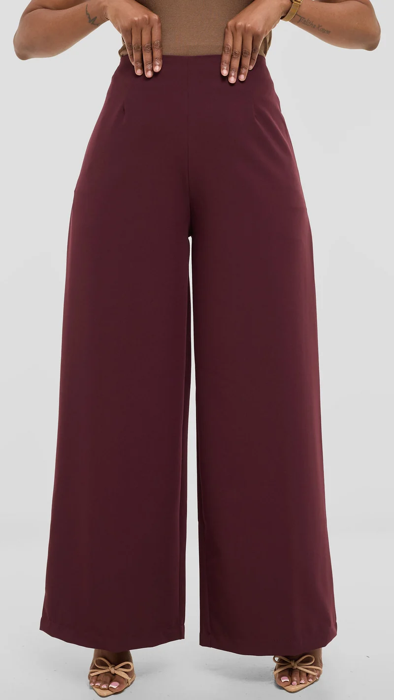 Vivo Tatili Wide Leg Pants in Heavy Crepe - Mulberry
