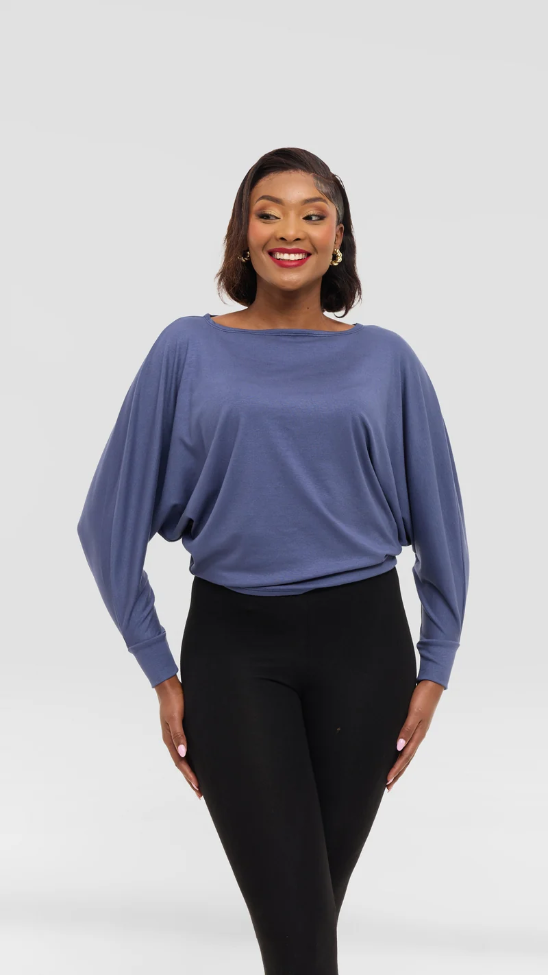 Vivo Bana Batwing Top in Jersey - Powder Blue