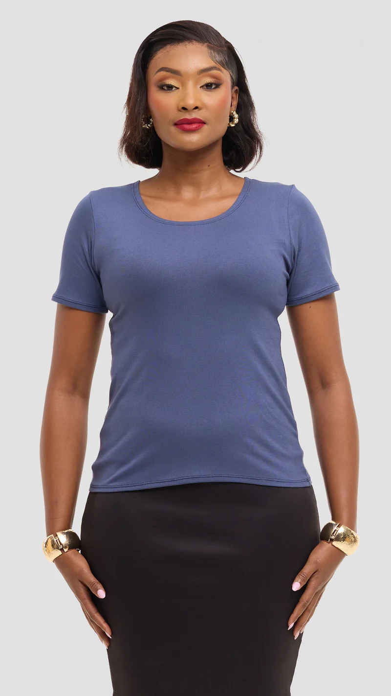 Vivo Basic Short Sleeve Top in Jersey - Powder Blue
