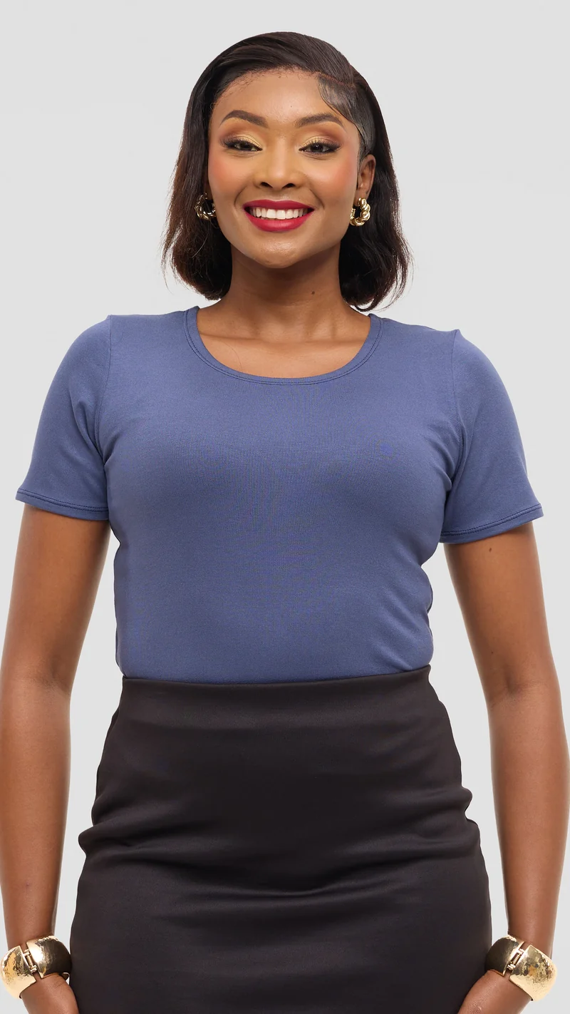 Vivo Basic Short Sleeve Top in Jersey - Powder Blue