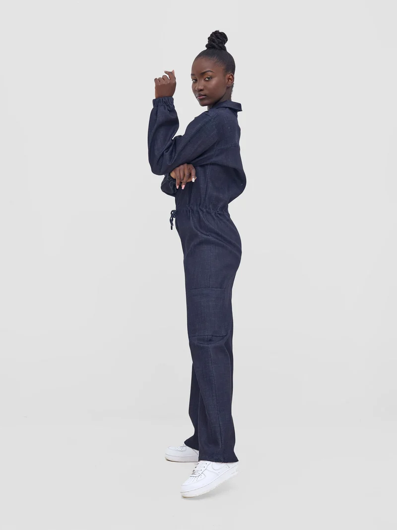 Zoya Nia Cargo Overalls - Navy Blue