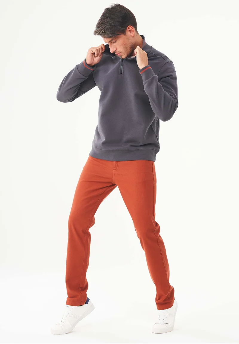 Sweatshirt aus Bio-Baumwolle mit Stehkragen