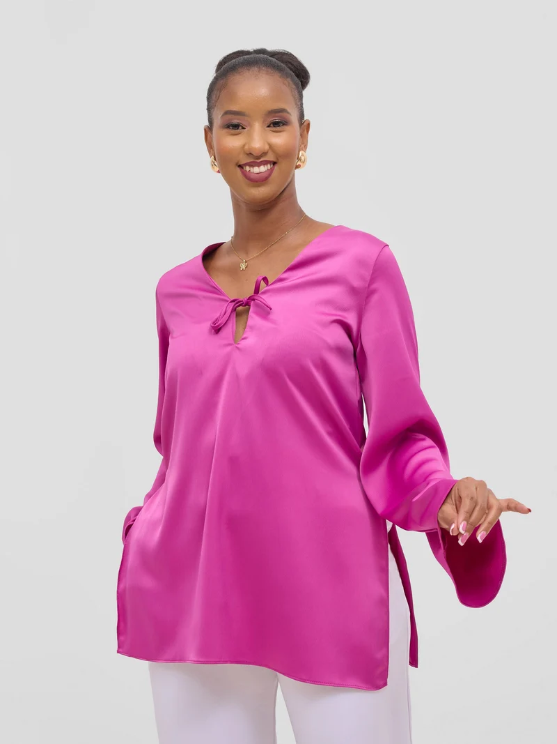 Vivo Yene High Slit Tunic Top - Plum