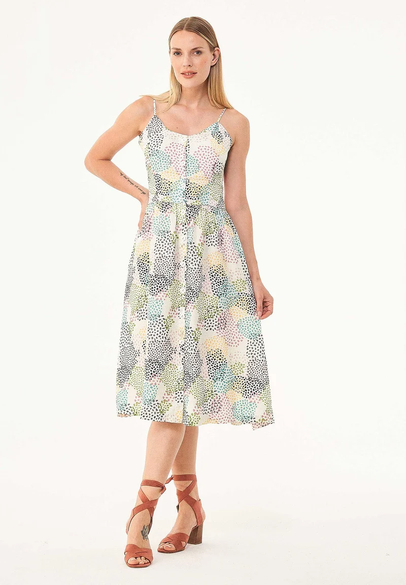 Spaghettiträger-Kleid aus TENCEL™ Lyocell mit Allover-Print