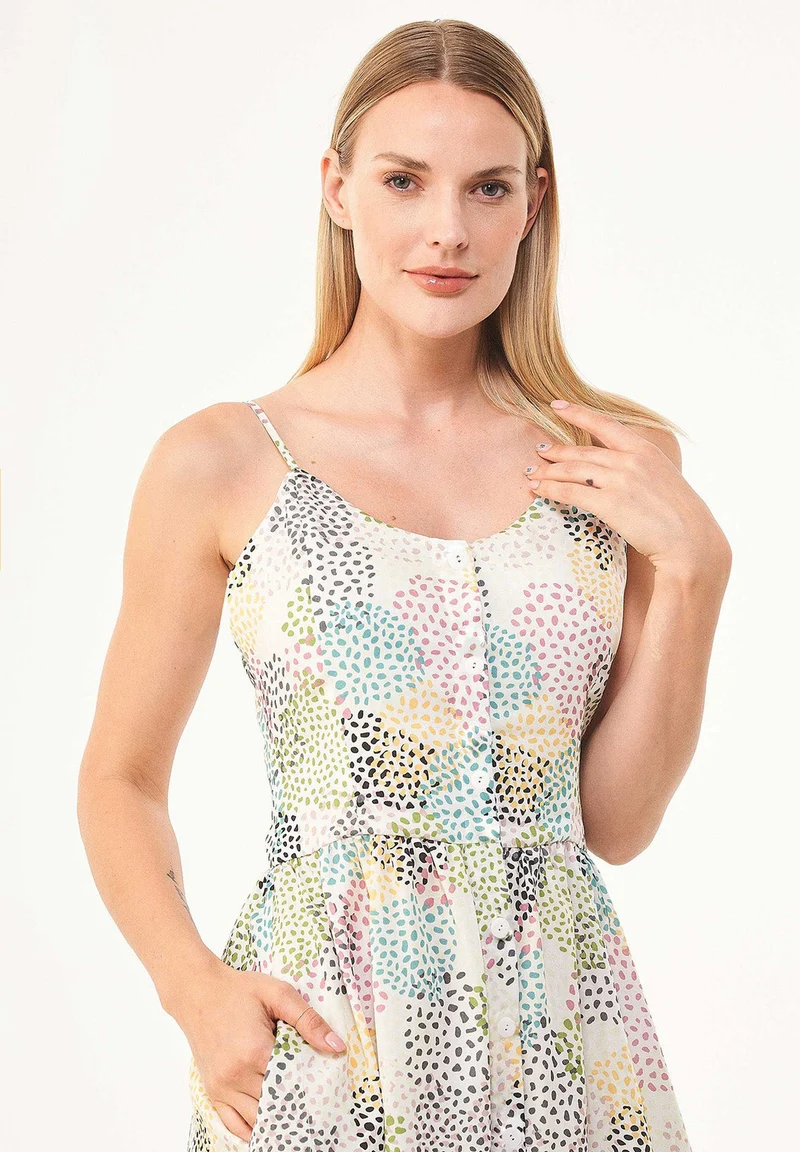 Spaghettiträger-Kleid aus TENCEL™ Lyocell mit Allover-Print