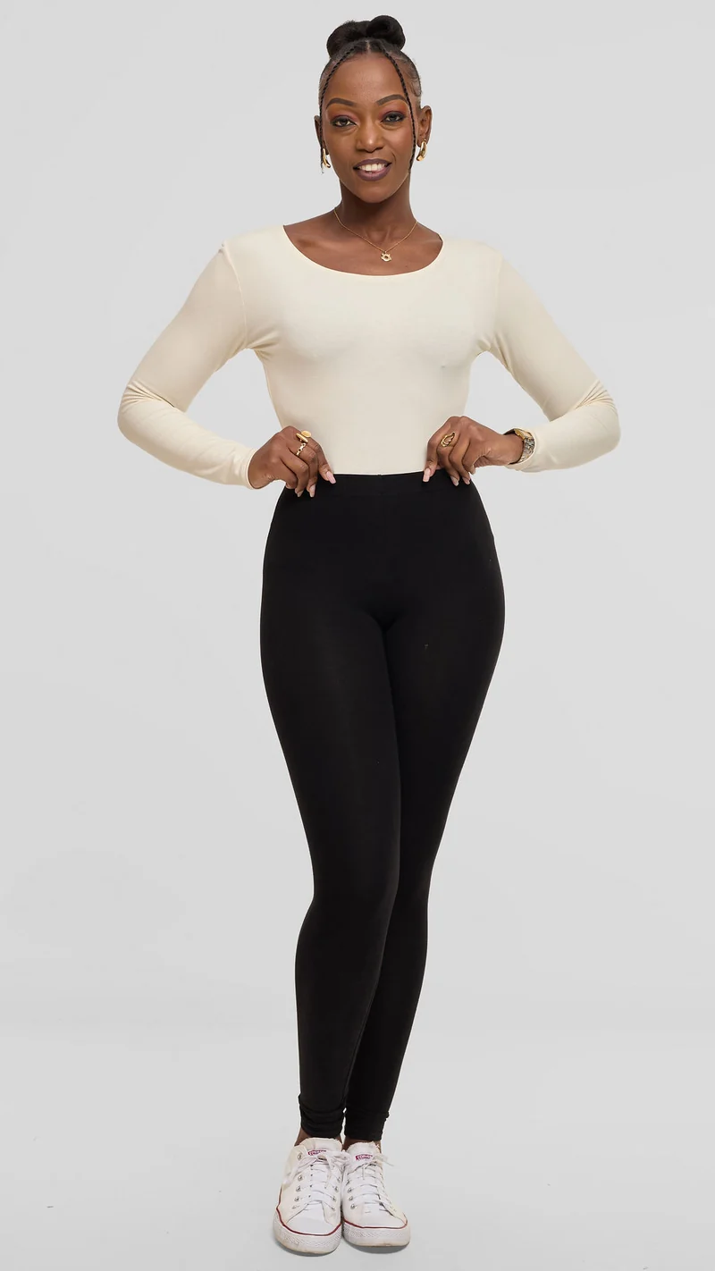 Vivo Basic Long Sleeve Bodysuit in Jersey - Off White