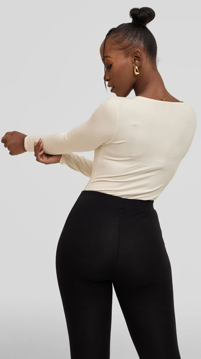 Vivo Basic Long Sleeve Bodysuit in Jersey - Off White