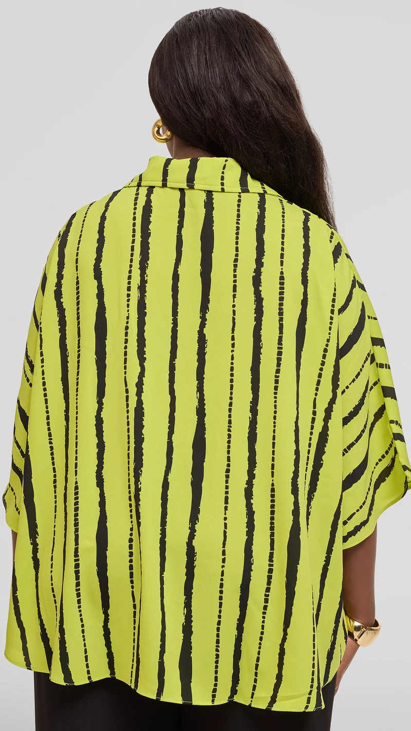 Vivo Iyana Cape Top in Chiffon - Lime / Dark Green Bori Print