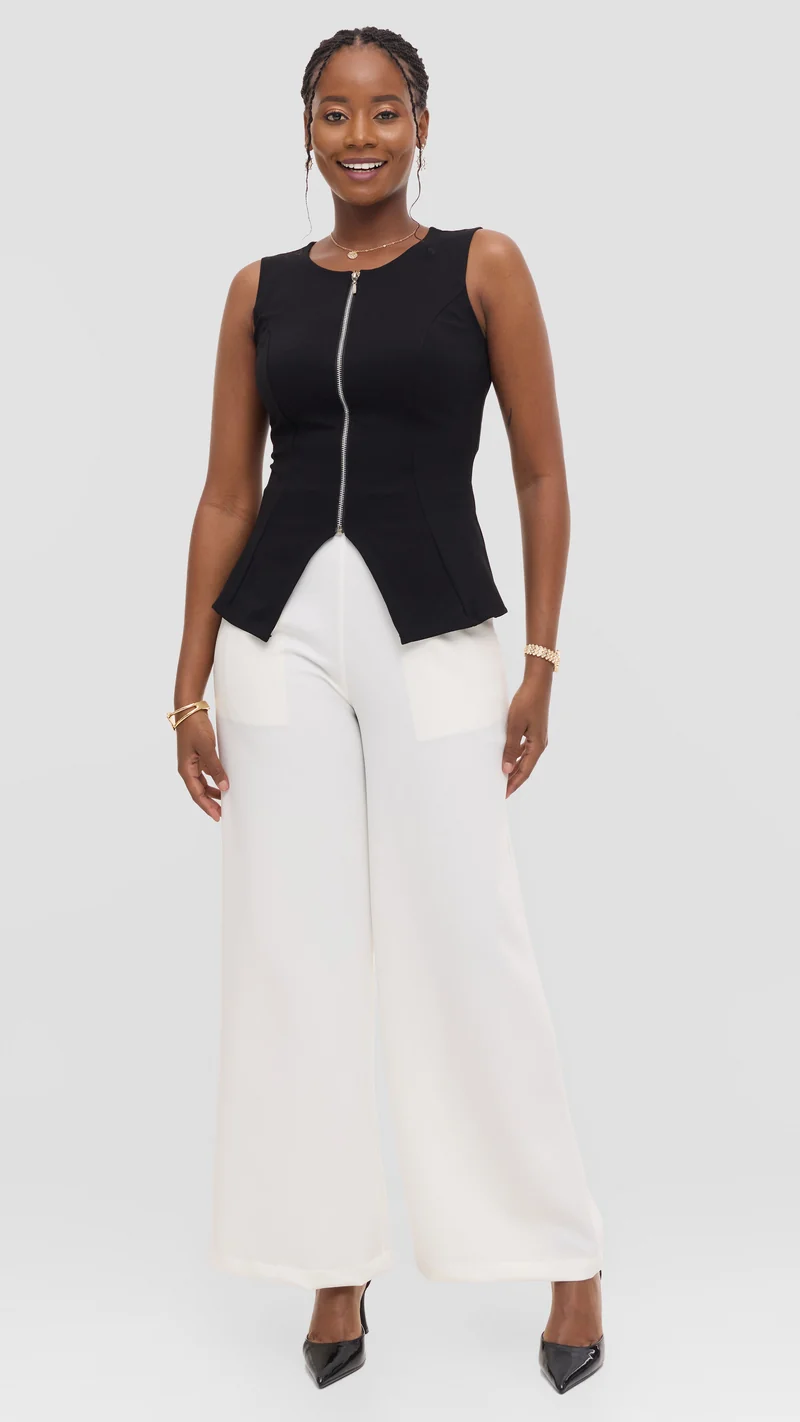 Vivo Sleeveless Vest in Ponte - Black