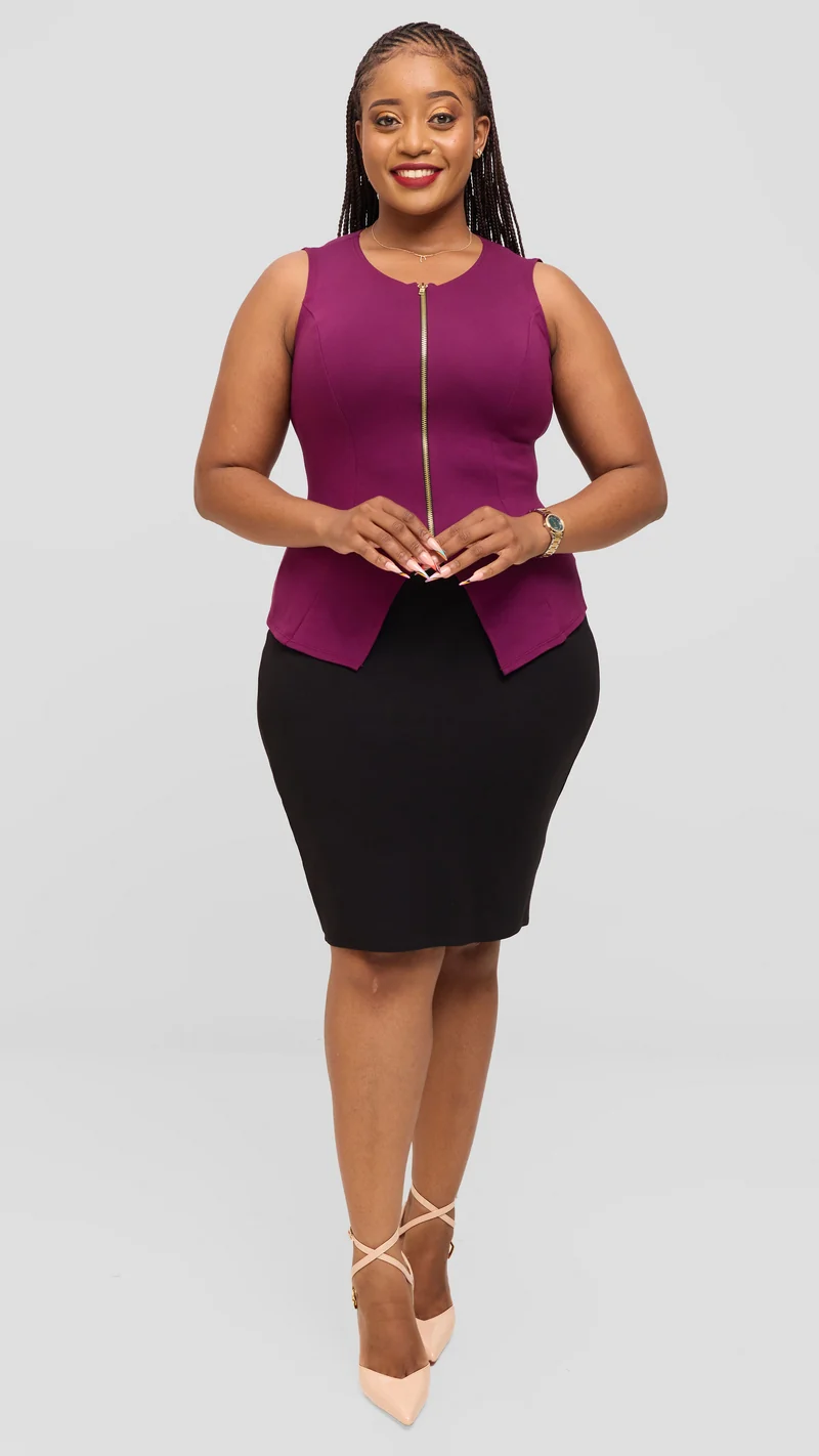 Vivo Sleeveless Vest in Ponte - Mulberry