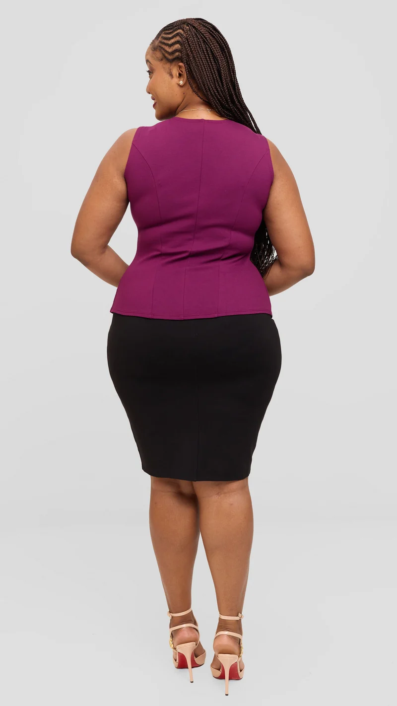 Vivo Sleeveless Vest in Ponte - Mulberry