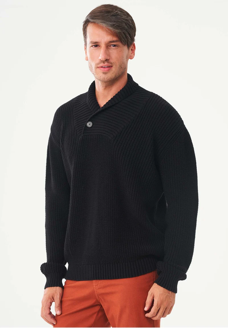 Schalkragen Pullover aus Bio-Baumwolle