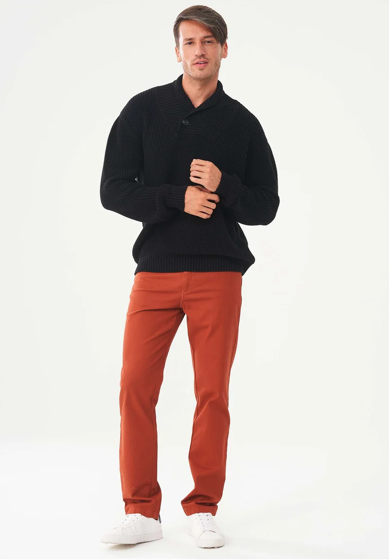 Schalkragen Pullover aus Bio-Baumwolle