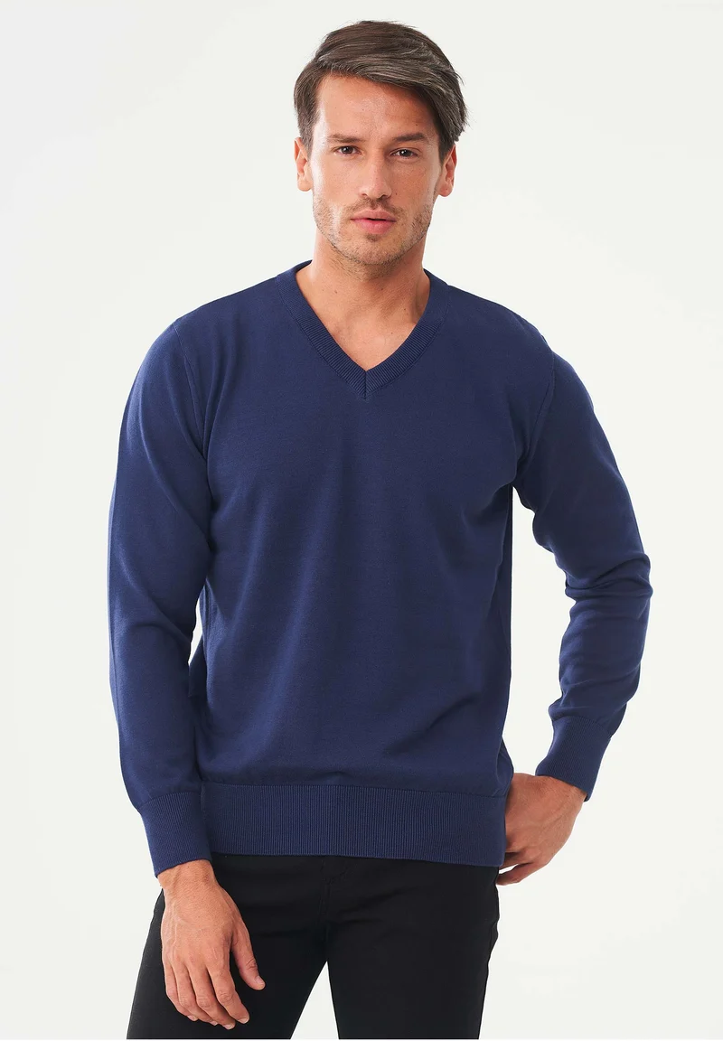 Pullover aus Bio-Baumwolle mit V-Ausschnitt