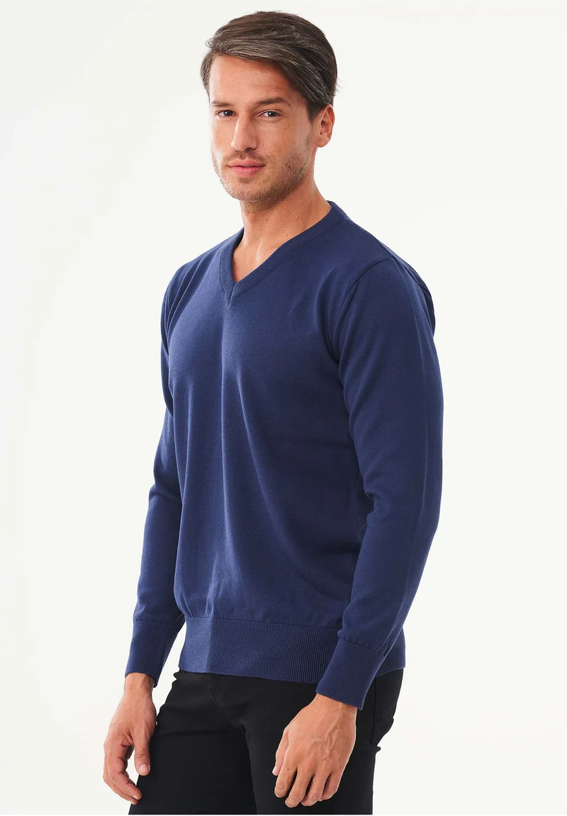 Pullover aus Bio-Baumwolle mit V-Ausschnitt