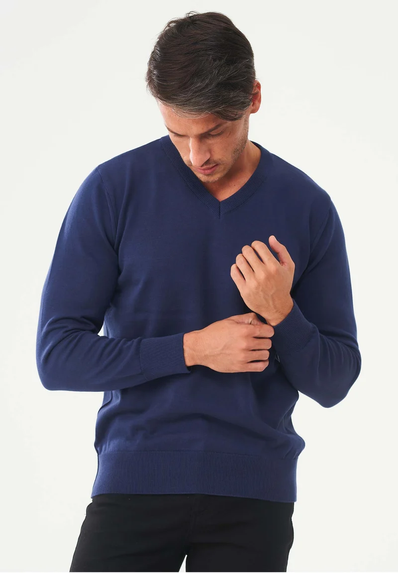 Pullover aus Bio-Baumwolle mit V-Ausschnitt