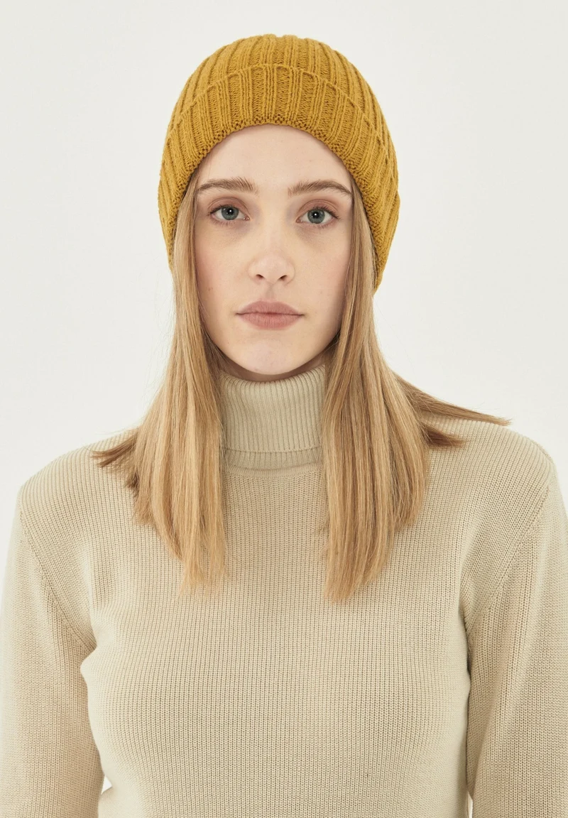Unisex Strick-Beanie aus Bio-Merinowolle und Bio-Baumwolle