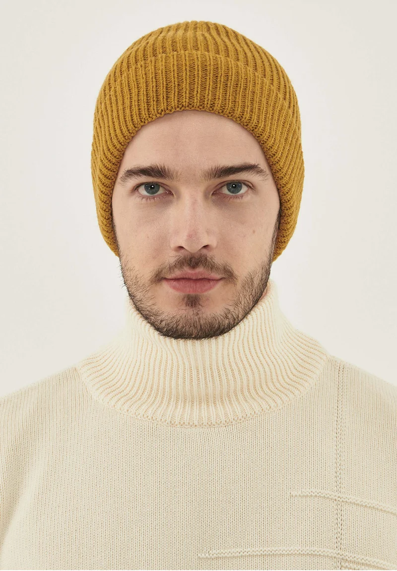 Unisex Strick-Beanie aus Bio-Merinowolle und Bio-Baumwolle