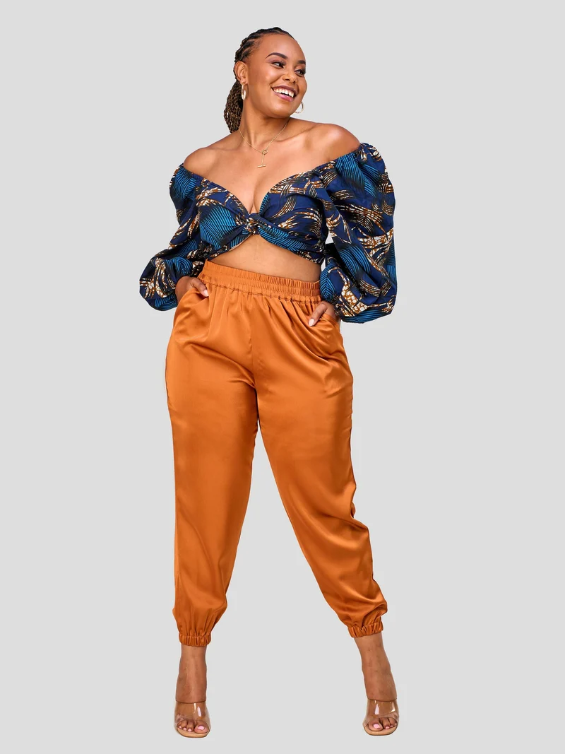 Vivo Nimali Satin Joggers - Rust