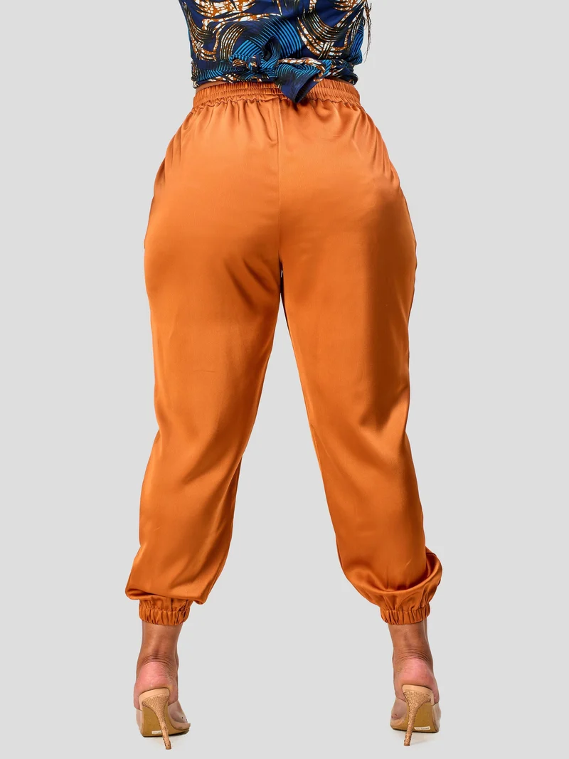 Vivo Nimali Satin Joggers - Rust