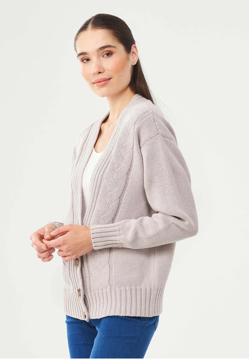 Cardigan aus Bio-Merinowolle und Bio-Baumwolle