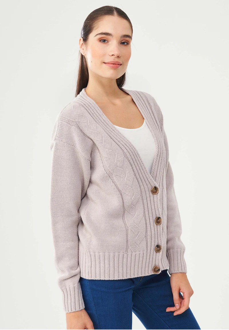 Cardigan aus Bio-Merinowolle und Bio-Baumwolle