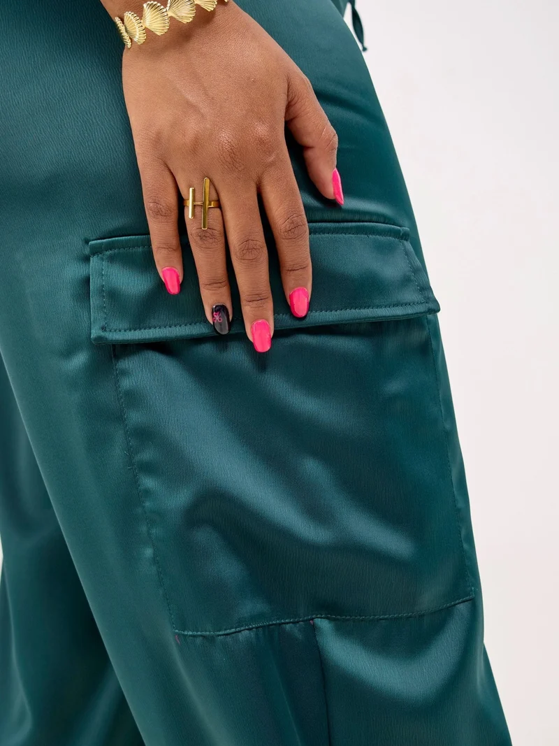 Zoya Luna Cargo Pants - Dark Green