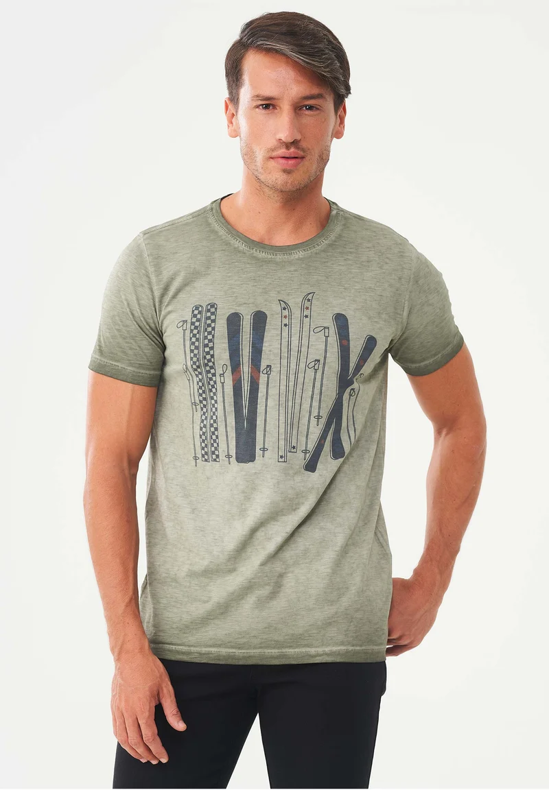 Garment Dyed T-Shirt aus Bio-Baumwolle mit Print