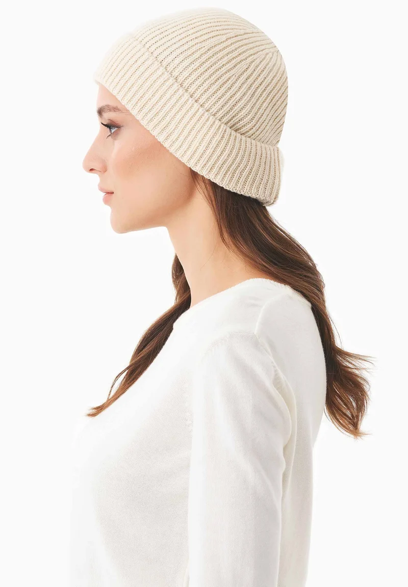 Unisex Strick-Beanie aus Bio-Merinowolle und Bio-Baumwolle