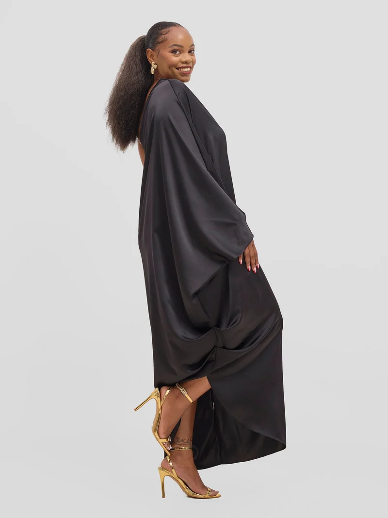 Vivo Yene One Shoulder Kaftan - Black